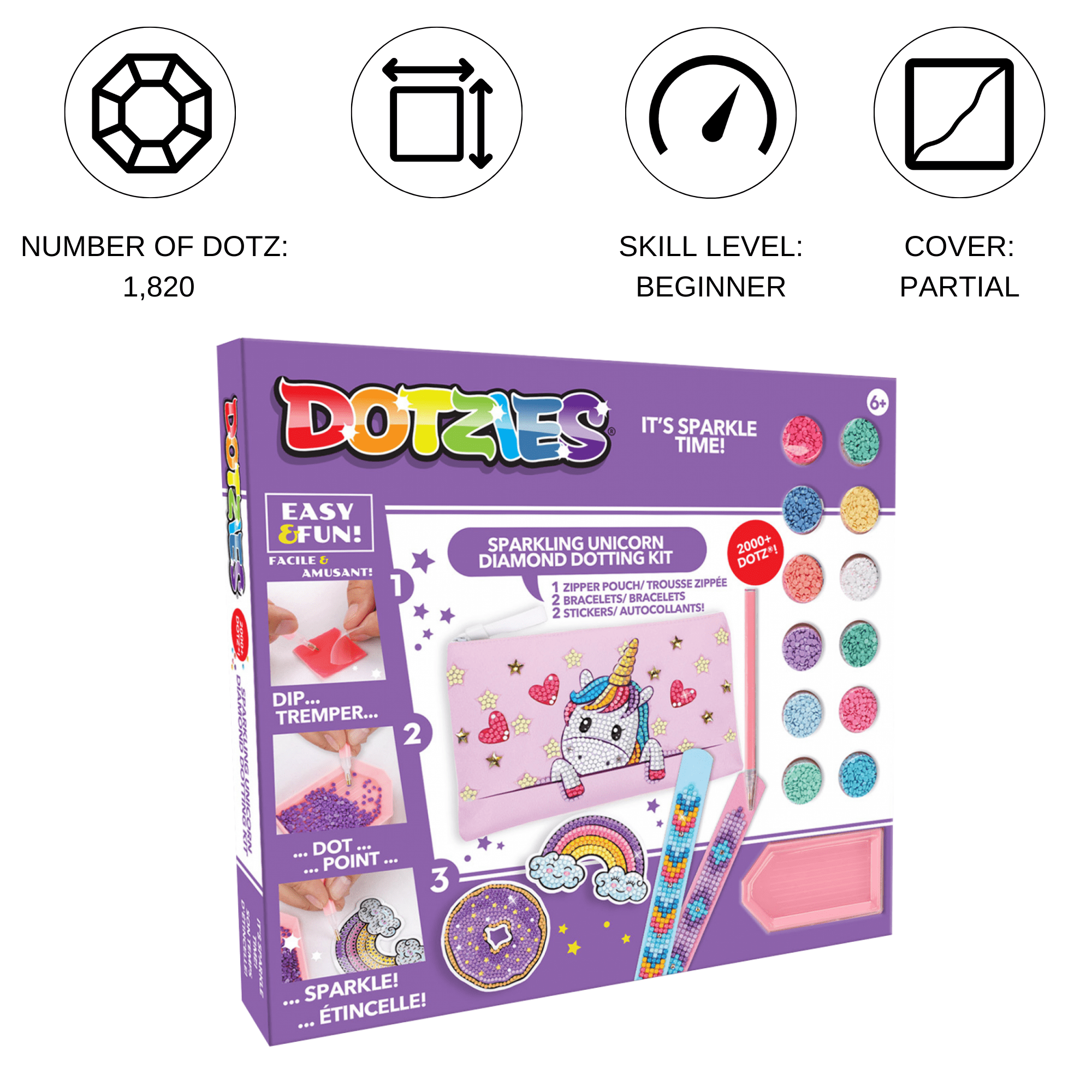 Diamond Dotz Dotzies Unicorn Activity Set Diamond Painting Kits for Kids - Diamond Art Kits a Relaxing Creative Craft Kit with Dotz Gems