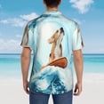 thumbnail image 4 of Lsque dog surfing on surfboard Pattern Hawaiian Shirt for Men Unisex Summer Beach Casual Short Sleeve Cotton Linen Button Down Shirts,Medium, 4 of 7