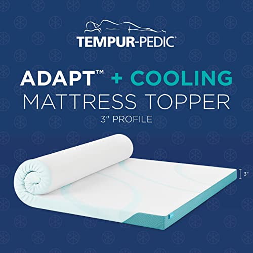 Tempur-Pedic TEMPUR-Adapt + Cooling 3-Inch Queen Mattress Topper Medium  Luxury Premium Foam, Washable Cover, Medium Cooling Topper,White 