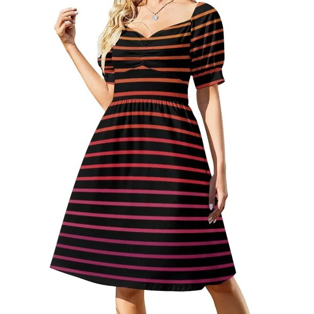 Vestido de manga corta ligero lineal para mujer, traje de verano, vestido de noche para mujer