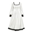 thumbnail image 4 of Huowey Halloween Witch Women Vampire Gothic Dresses Elegant Cosplay Party Gown Lace Square Neck Long Sleeve Trendy Photo Dress,White,M, 4 of 4