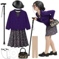 thumbnail image 1 of Disfraz de abuelita para niños Gnodio, vestido morado, 8-10 años, 1 of 6