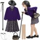 thumbnail image 1 of Disfraz de abuelita para niños Gnodio, vestido morado, 8-10 años, 1 of 6