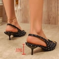 thumbnail image 3 of Womens Slingback Heels Metal Chain Pointed Closed Toe Sandals Elastic Band Elegant Print Summer Dress Pumps Shoes Black Size 11, 3 of 7