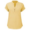 thumbnail image 5 of Gamivast Womens Clothes Summer Tops For Women 2025 Trendy Short Sleeve Linen Shirt Casual Button V Neck Tunic Blouses Outfits Casual Work Blouse Tops Yellow S Cancel Membership, 5 of 7