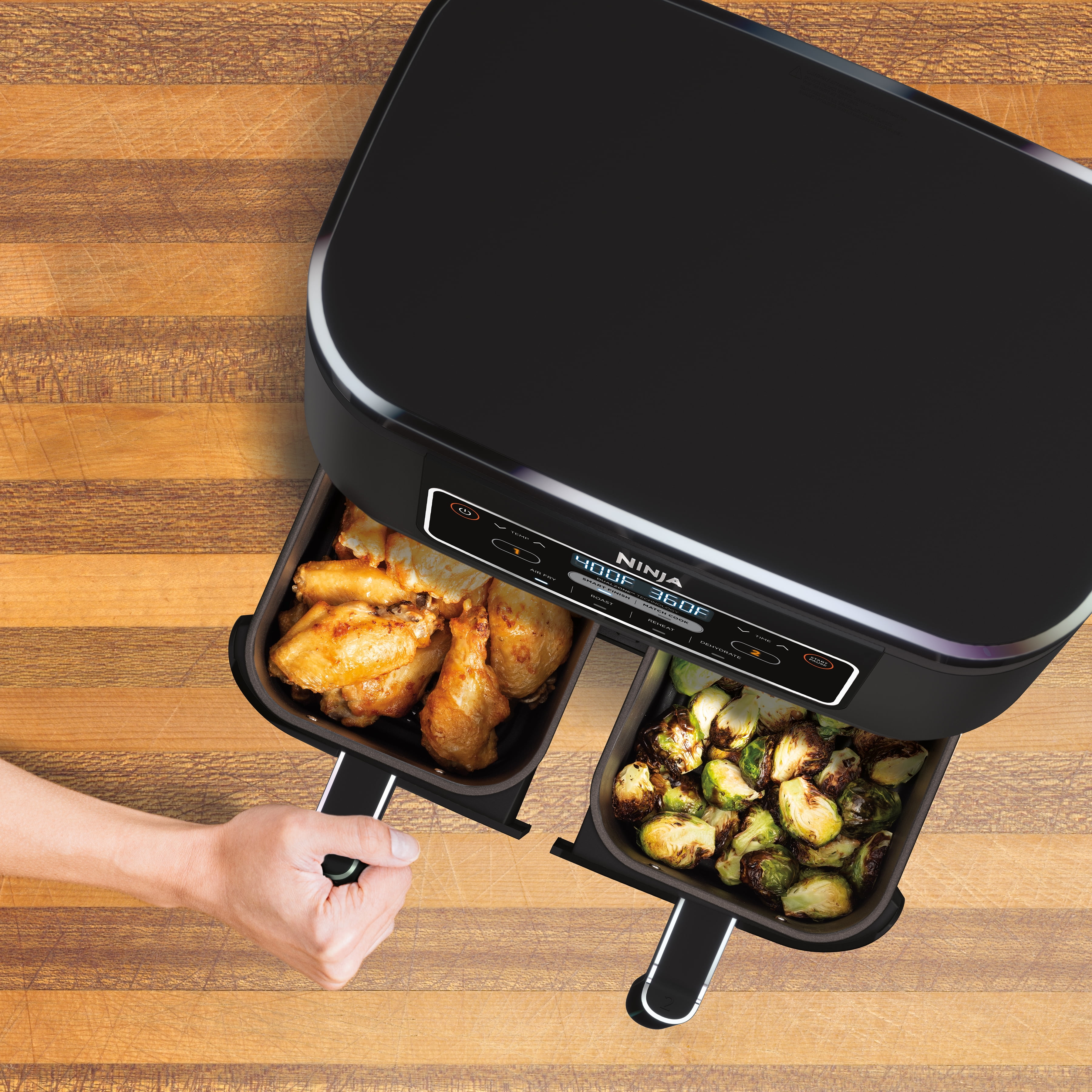 Ninja® Foodi® 4-in-1 8-Quart. 2-Basket Air Fryer with DualZone Technology-  Air Fry, Roast, & More DZ100 