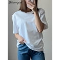 thumbnail image 6 of Women T Shirt Cotton 100℅ Summer Basic Tee Short Sleeve Tops Loose Tshirts 2024 Casual Women‘s White Basic T Shirts For Women, 6 of 7