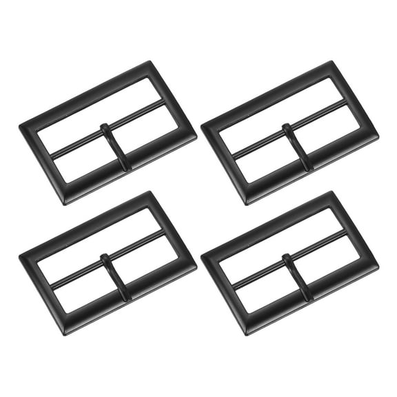 4Pack Belt Buckle, 1.57" Single Prong Rectangle Centre Bar Buckles, Matte Black