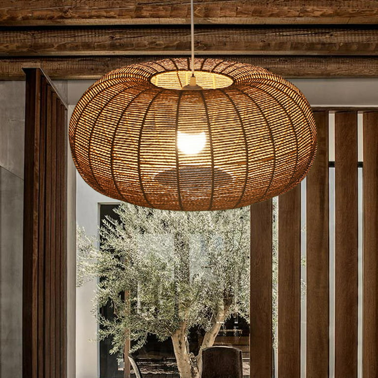 Retro Style Pendant Lamp Shade, Decor Paper Rope Hanging Light