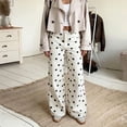 thumbnail image 5 of Sorvello Women's Polka Dot Pattern Barrel Jeans Casual Wide Leg Mid Rise Denim Pants Y2K Cute Jeans White M, 5 of 6