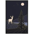 thumbnail image 3 of PixonSign Framed Wall Art Print Set Deer Looks at The Moon in The Night Forest Animals Wilderness Modern Art Farmhouse/Country Colorful Dark for Living Room, Bedroom, Office - 24"x36" Black, 3 of 5