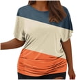 thumbnail image 1 of Fiudx Ofertas y Liquidaciones Camiseta de Manga Corta Grande con Cuello Redondo Plisada y Cintura de Manga Corta Informal a La Moda para Mujer, 1 of 5