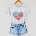 thumbnail image 5 of Summer Save 4Th Of July Patriotic Shirt For Women Independence Day Tee Usa Flag Star Stripe Tops Regular Size Slim Fitted Tee Shirts Round Neck T-Shirts Rolled Sleeve Shirt Boho Beach Holiday Outfit, 5 of 6
