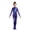 Blue, variant on Kids Girls Metallic Gymnastics Ballet Dance Unitard Performance Footed Jumpsuit Long Sleeve Zipper Front Shiny Bodysuit Gold 8