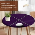 thumbnail image 4 of Golf Ball Club Round Tablecloth, Fitted Table Cover with Elastic for 36"-44" Round Tables, Sports Abstract Vintage Purple Table Cloth Outdoor Indoor Dinning Party Waterproof Tablecloths, 4 of 7