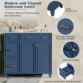 thumbnail image 3 of 36" Bathroom Vanity with Ceramic Sink, Standard and Double-Layer Drawers, Soft Close Doors, Adjustable Shelves, Modern Storage Cabinet for Small and Medium Bathrooms, Mattress Not Included, Blue, 3 of 9