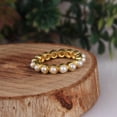 thumbnail image 3 of 3mm Round White Pearl 925 Sterling Silver Gold Vermeil Full Eternity Stackable Valentines Day Gifts Ring, 3 of 5
