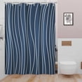 thumbnail image 4 of 72x72 Inch Dark Blue Stall Shower Curtains for Bathroom Minimalism White Stripe Farmhouse Bathtub Curtain Rustic Shabby Chic Extra Long Bath Curtain Decor Waterproof with Hooks, 4 of 6
