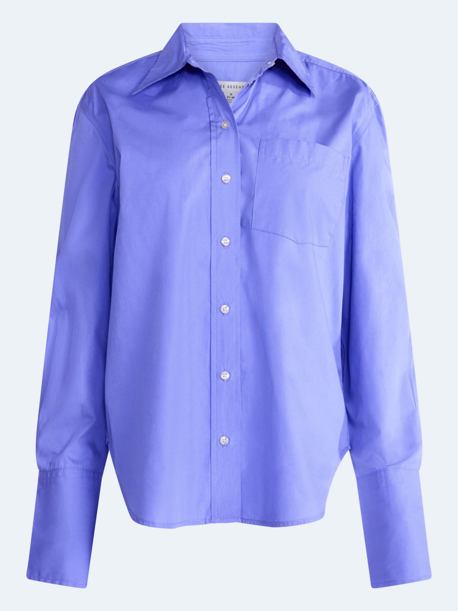 Free Assembly Women's and Women's Plus Button Front Cotton Shirt with Long Sleeves, Sizes XS-4X