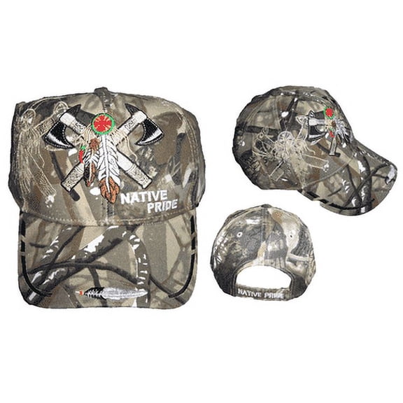 Tomahawk Native Pride Embroidered Baseball Caps - Camo Color -- Uni-Sex Style --FREE USA Shipping--(CapNp556c)