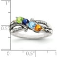 thumbnail image 4 of 14K/Silver Two-Tone Sterling Silver & 14K Four-Stone And Diamond Mother's Ring Semi-Mount (Size 7) Made In Thailand qmr39/4-7, 4 of 5