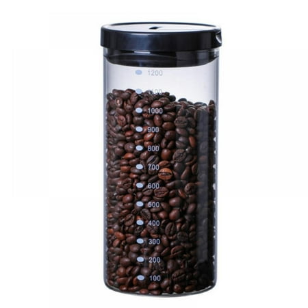 Glass Canister with Black Lid,Tea Canisters for Loose Tea,Sealed Jars of Flour,Brown Sugar,Loose Leaf Tea,Coffee Bean or Ground Coffee,Nut Container,Glass Jar,40.6oz