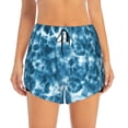thumbnail image 2 of KLL Blue Tie Dye Pattern Shorts Women,Athletic Shorts High Waisted Running Shorts Pocket Sporty Short Gym Elastic Workout Shorts-Medium, 2 of 7
