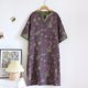 thumbnail image 1 of Vestido de cuello en V de manga corta retro de doble cara teñido en hilo de estilo nacional de verano para mujer falda teñida en hilo de longitud media Vestido de casa de algodón que se puede usar al, 1 of 4