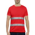 thumbnail image 4 of Men Hi Vis Reflective Quick Dry Safety Shirts Women High Visibility Breathable Mesh Short Sleeve Neon Work Shirt Red M, 4 of 5