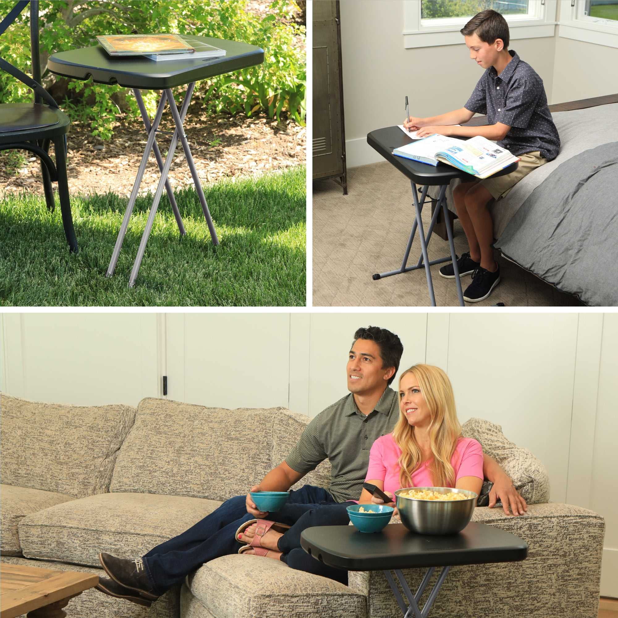 Lifetime Height Adj. 26 in. Laptop Table/TV Tray, Indoor/Outdoor Light Commercial Grade, Black