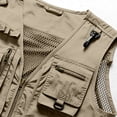 thumbnail image 7 of CCRFTGI Vest for Men Casual Lightweight Outdoor Fishing Work Safari Travel Hiking Running Golf Photo Sleeveless Cargo Vest Jacket Multi Pockets Khaki L, 7 of 7