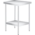 thumbnail image 1 of Bingirl Table de Préparation en Acier Inoxydable 24 x 24 Pouces avec Tablette Inférieure Réglable Table Commerciale Robuste avec Tablette Inférieure Réglable pour Usage Extérieur Restaurants Hôtels Fonctionne, 1 of 7