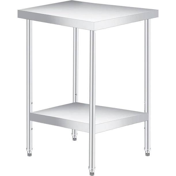 Qinaqin 24 x Inches Stainless Steel Prep Mesa con Ajustable Undershelf Commercial cm de Alturaeavy- Profundidaduty para Outdoor Use en Restaurants Alturaotels etc