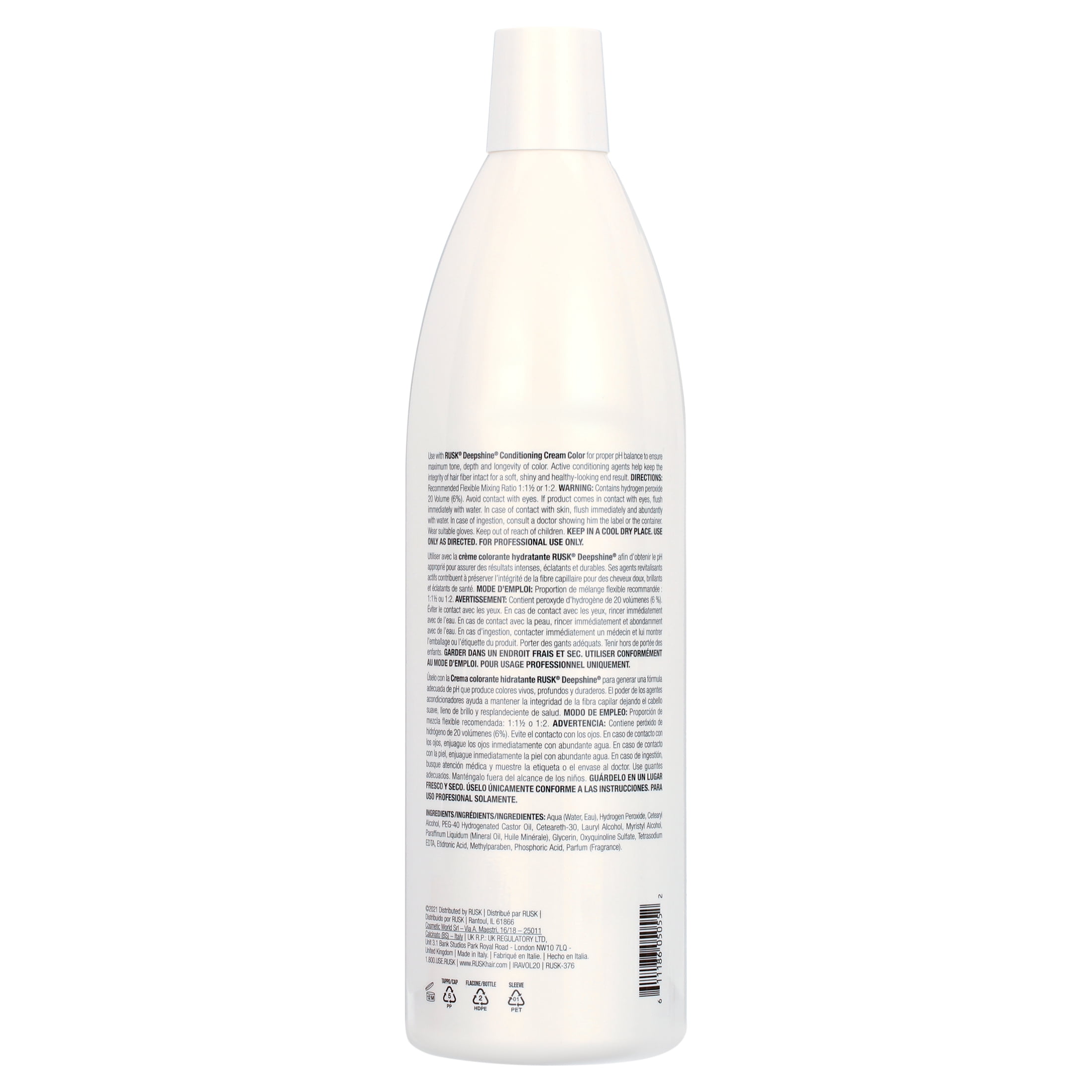 RUSK Deepshine Cream Developer 30 Volume (1 Liter) – Entwickler Für Zuverlässige Haarfärbeergebnisse