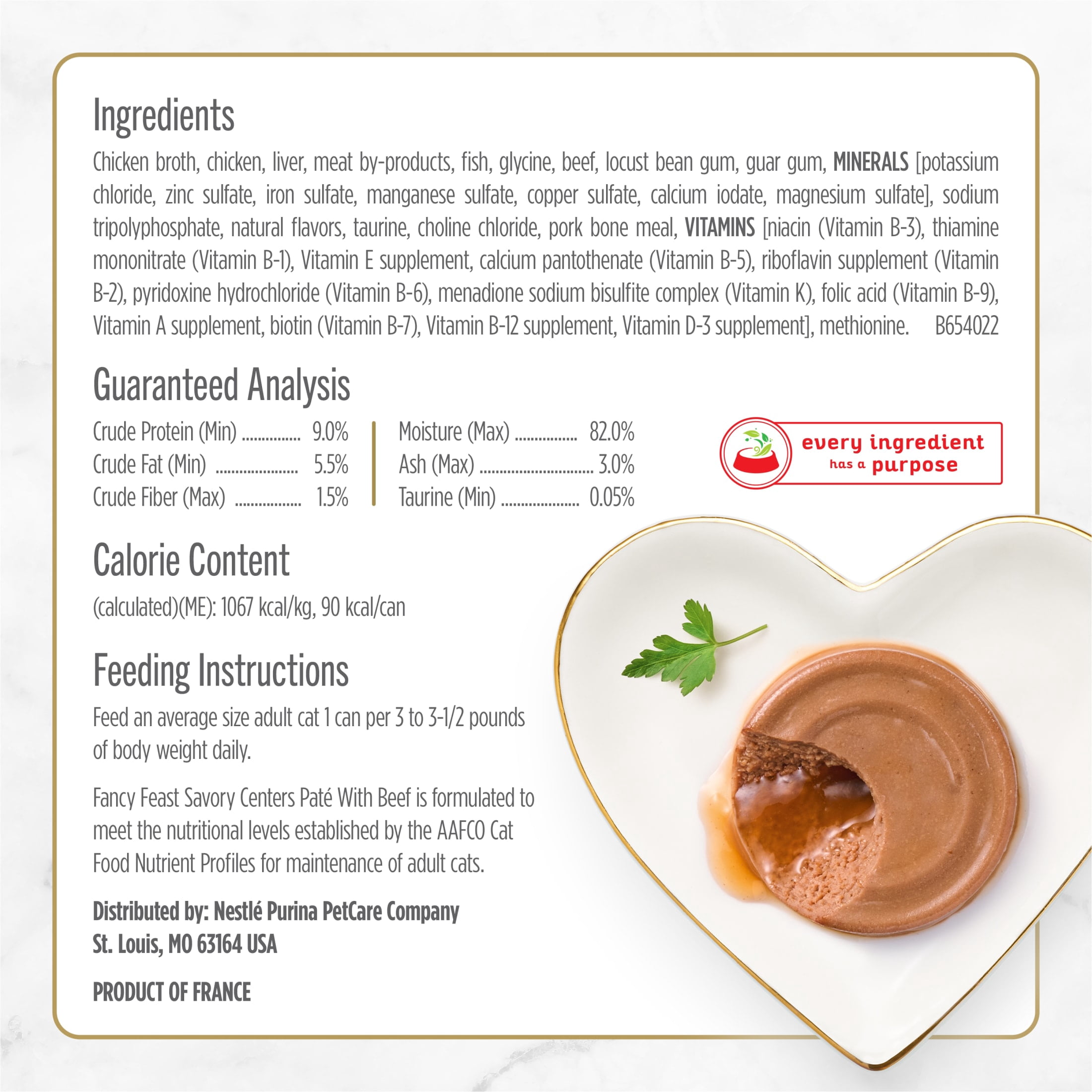 Purina Fancy Feast Savory Centers With Beef Wet Cat Food Pate with Gourmet Gravy Center, 3 oz, 24 Pack