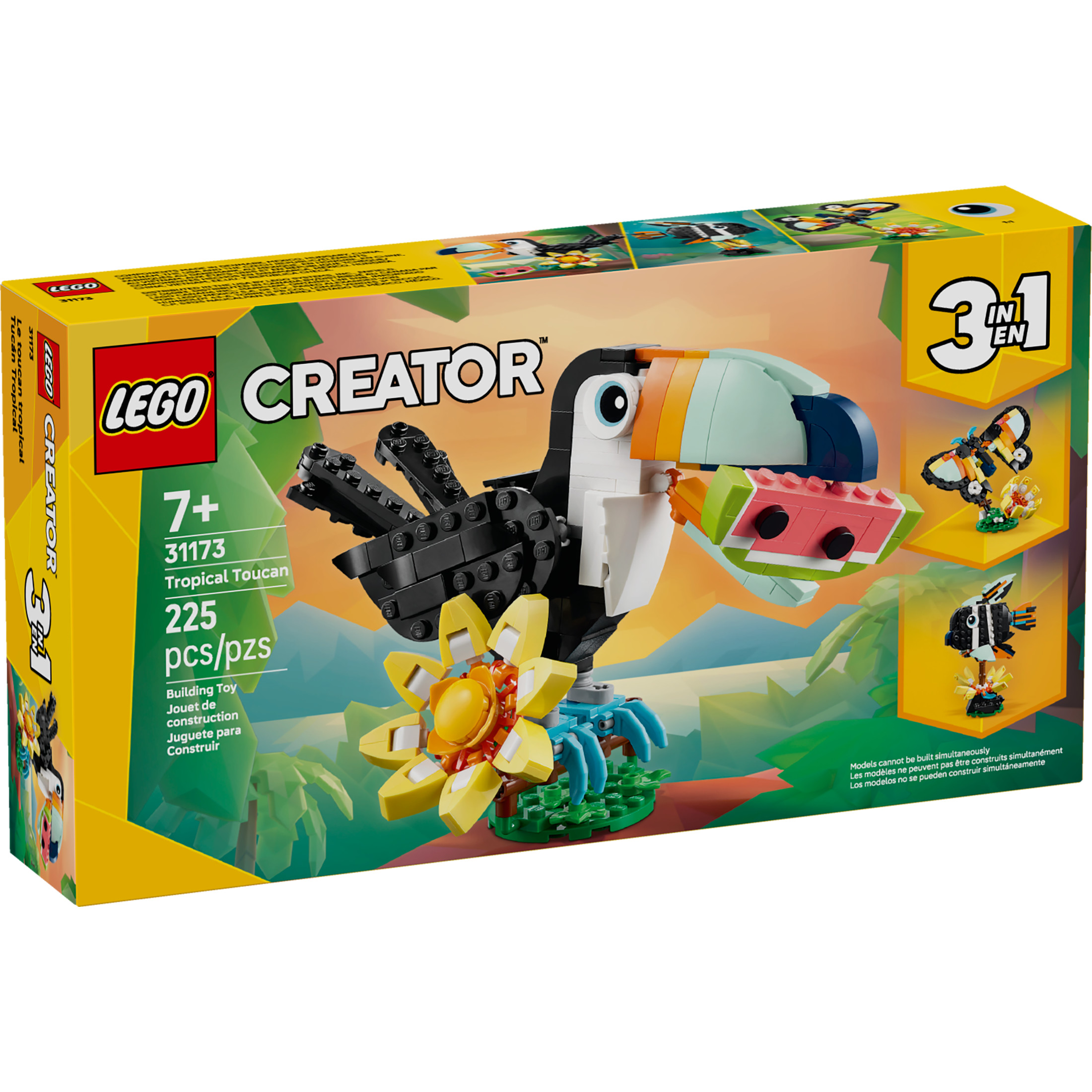 LEGO Creator 3 en 1 Animales Salvajes: Tucán Tropical Juguete de Construcción - Juguete de Aprendizaje para Niñas y Niños, Mayores de 7 - 3 Opciones de Construcción en 1 Set - Regalo de Cumpleaños - 31173 2