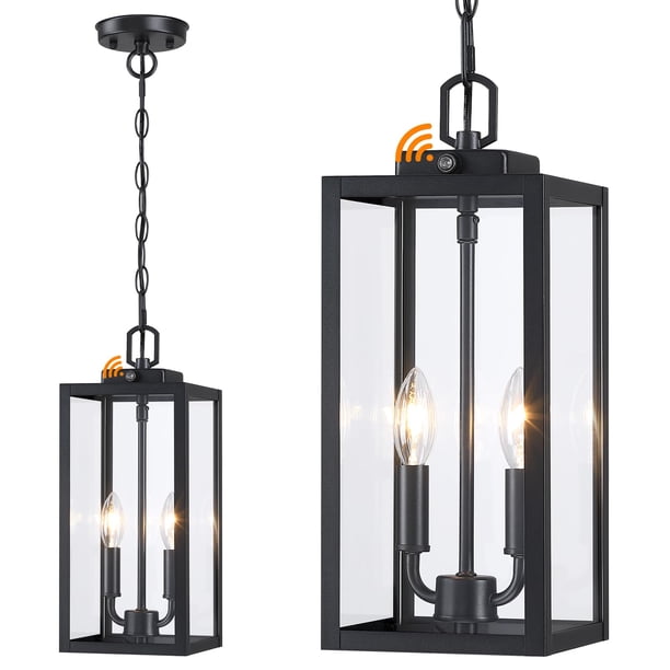 Lámpara colgante MYHXQ de 15 pulgadas, metal negro, del anochecer al amanecer, 2 luces