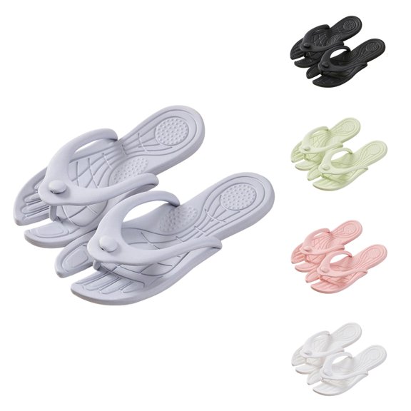oqasdz Slippers for Women Travel Portable Flip Flops Indoor Outdoor Bathroom Shower Shoes Sandals with Flat Sole for Beach Pool,Grey