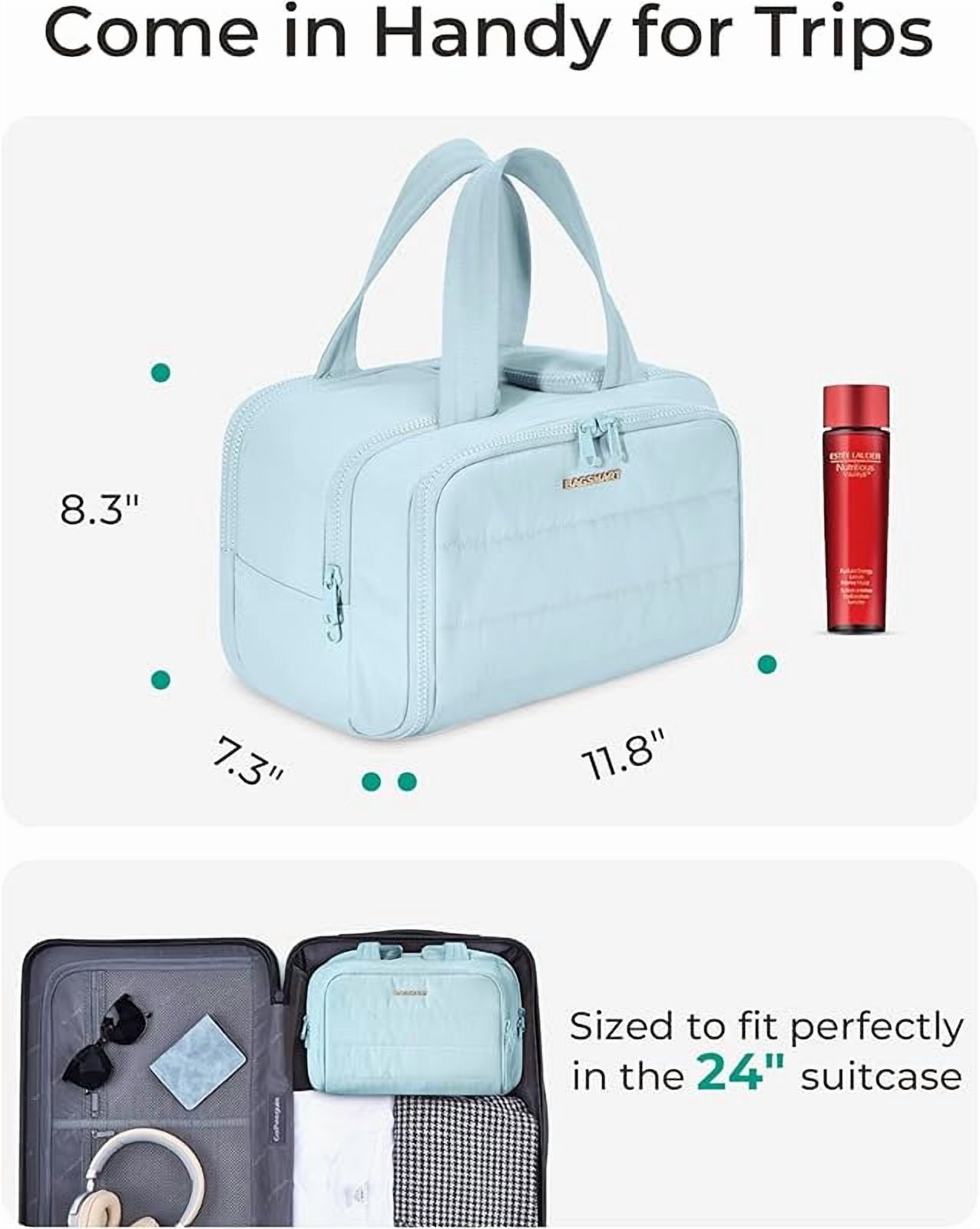 Travel Toiletry Bag, Lightweight Large Wide-open Travel Bag for Women, Puffy Cosmetic Makeup Bag Organizer with Handle for Accessories,Essentials, Toiletries