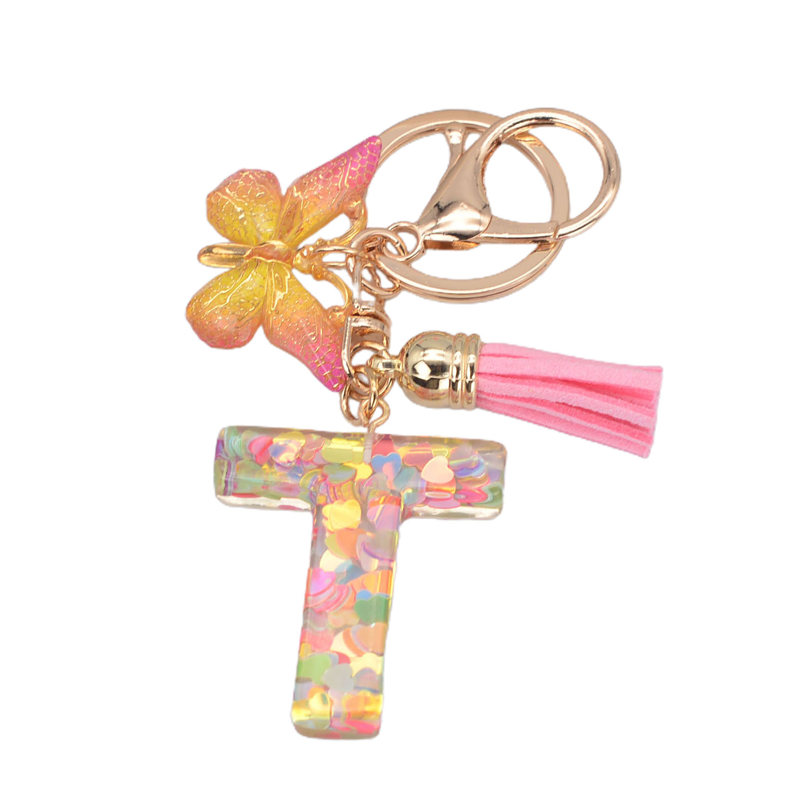 Leopard Print Letter Keychain - F