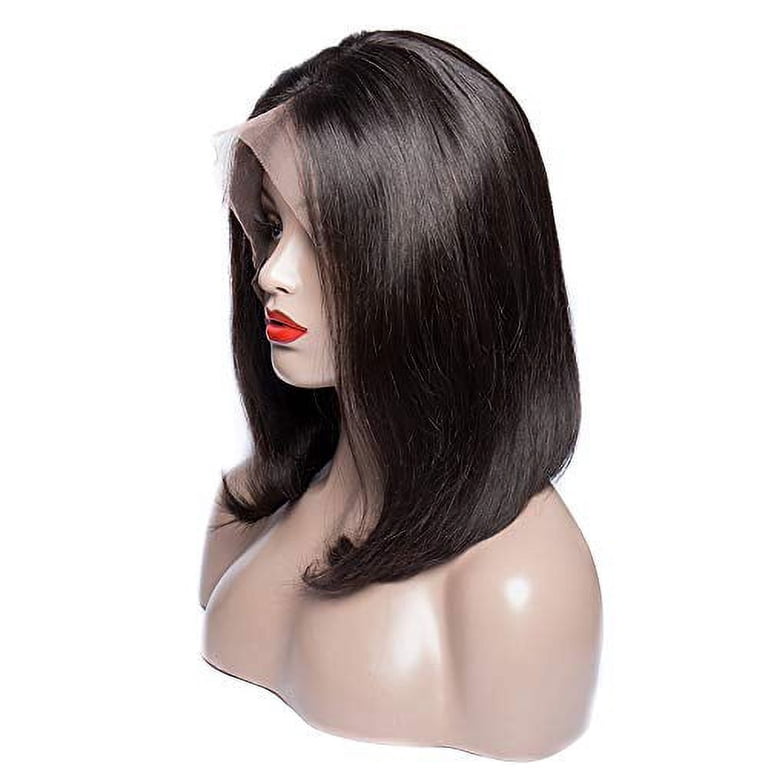 1b Short Straight Bob Wigs Natural Black 13x4 Lace Front Wig  display picture 3