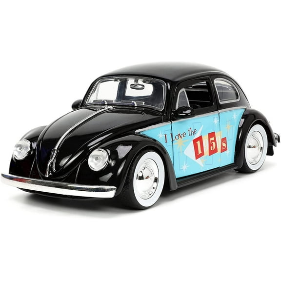 1959 Beetle Black I Love 50's Series 1/24 Diecast Car Model by Jada 31382