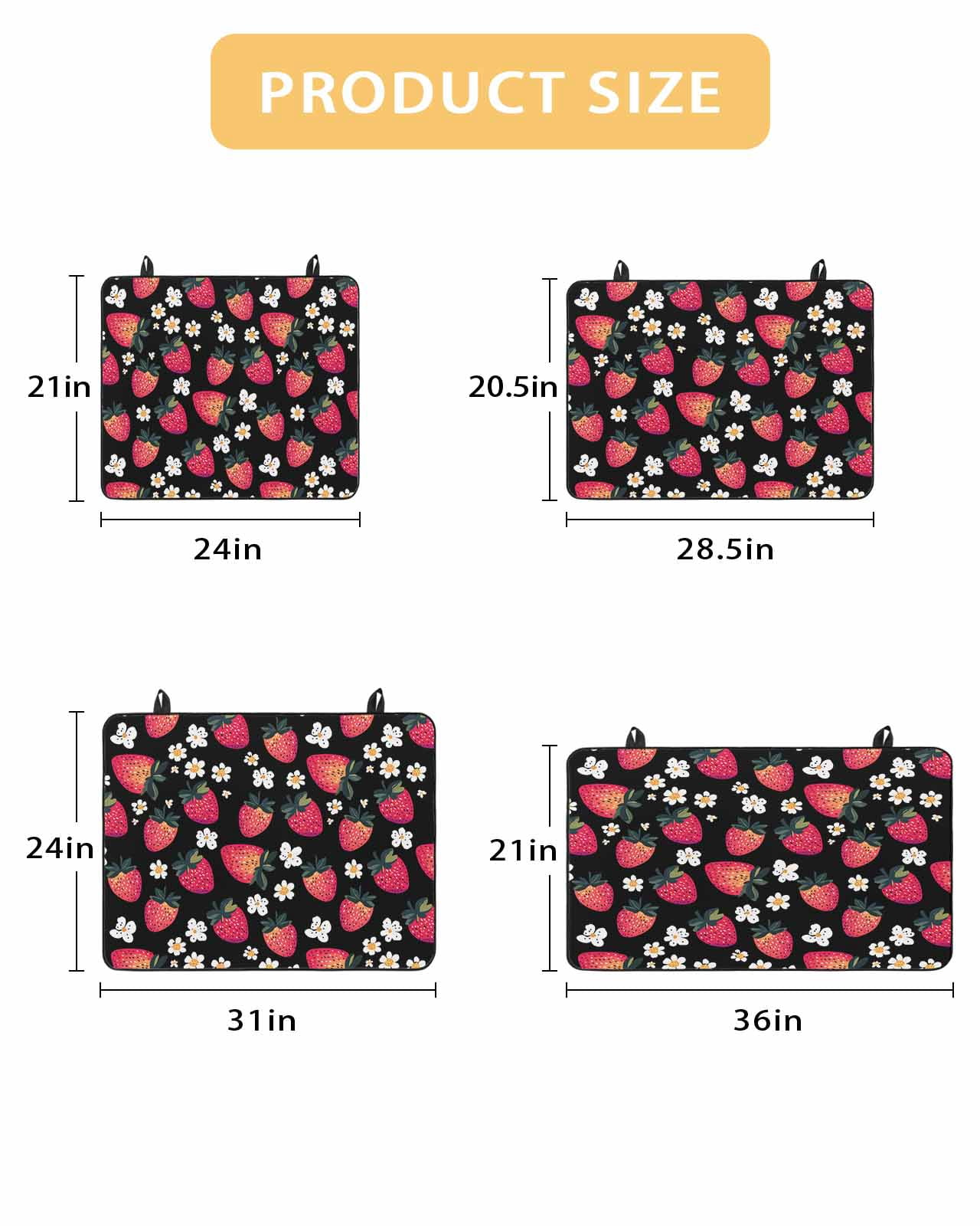 nqOlkjepod Large Induction Cooktop Protector Mat 24"x21", Strawberry Stove Top Covers for Electric Stove, Black Spring Summer Rustic Floral Fruit Stove Burner Cover Mats, Glass Top Stove Cover