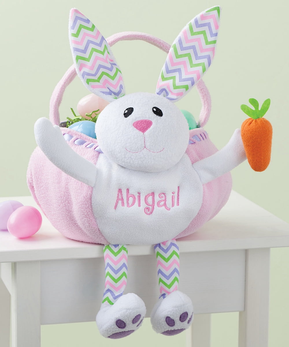 Personalized Blue Bunny Embroidered Kids Easter Basket