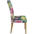 thumbnail image 3 of RYLABLUE Tropical Flower Pattern on Blue Stretch Chair Cover Protector Seat Slipcover for Dining Room Hotel Wedding Party Set of 6, 3 of 5