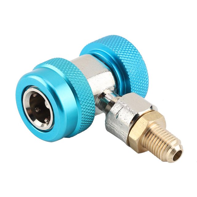 Cergrey Quick Connector Adapter, Quick Coupler, R134 A/C Low/High Quick Connector Air Conditioning Coupler Adapter + Extractor Valve Core