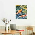 thumbnail image 2 of ONETECH  Canvas Print Wall Art Watercolor Japanese Koi Fish &amp; Water Lily Animals Wildlife Illustrations Realism Rustic Scenic Colorful Multicolor for Living Room, Bedroom, Office, 2 of 4