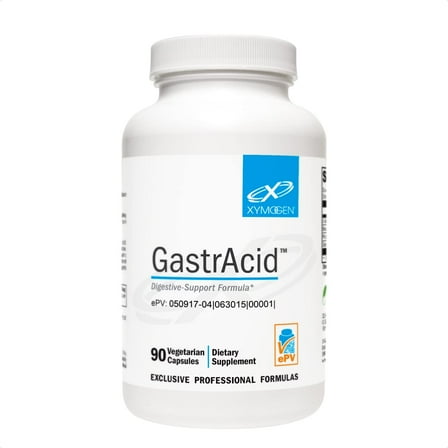 XYMOGEN GastrAcid - Betaine HCl with Pepsin, L-Glutamic Acid   Gentian Root Digestive Bitters to Support Digestion, Nutrient Absorption   Healthy Gastric pH - Gut Health Supplement (90 Capsules)