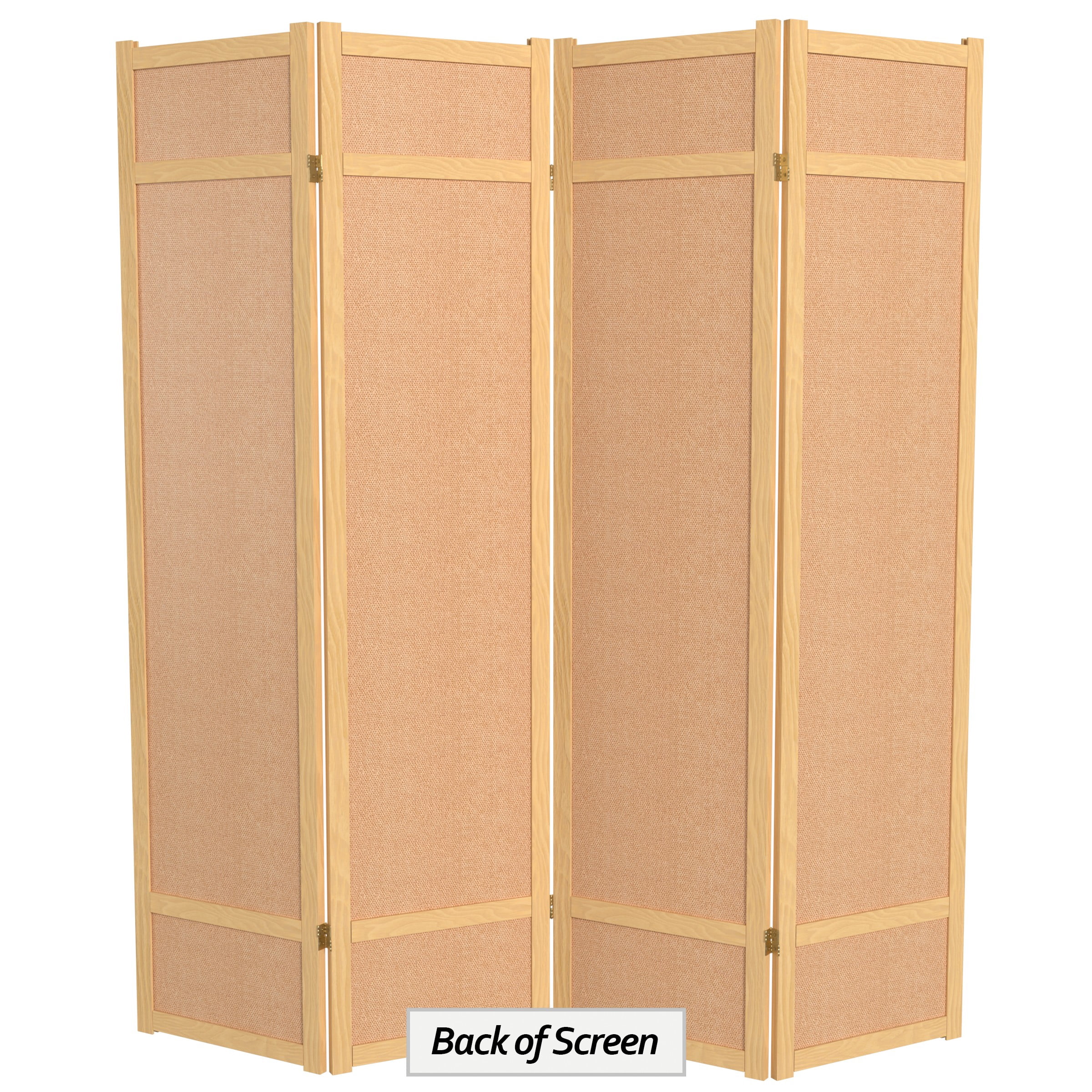 6 ft Tall Jute Shoji Screen Room Divider - 4 Panel - Natural