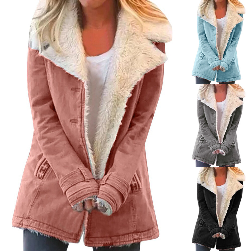 Autumn Jackets for Females Button Outfit Womens Solid Lapel Thin Cardigan Long Sleeve Tops - image 3 of 6